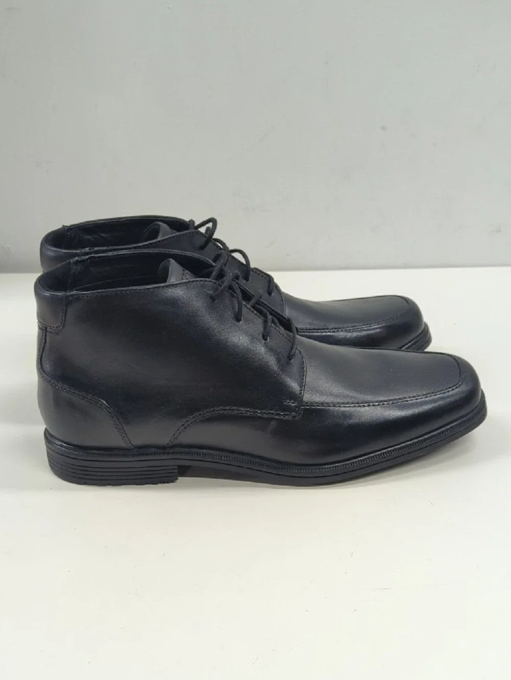 New Rockport Men's Taylor Chukka Black Leather Lace Up Waterproof Boots Size 11
